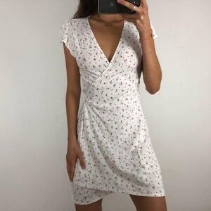 Brandy Melville White Floral Wrap Dress